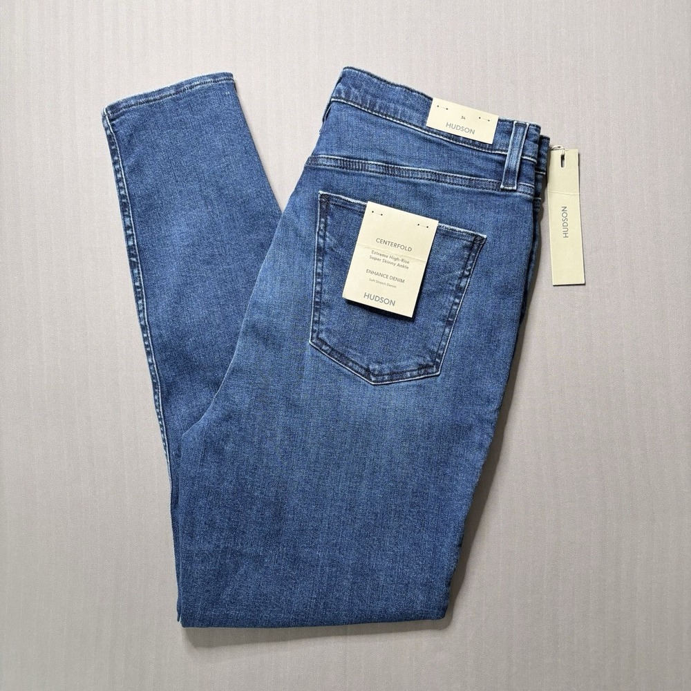 HUDSON Centerfold High Waist Skinny Jeans Moody Zip Hem Women's 34